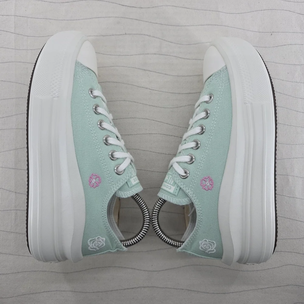 Converse Womens Move Summer Aloe Green Embroidered Platform Shoes A10823C Size 6 - Picture 7 of 10